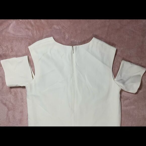 Helmut Lang Cold Shoulder Ivory Shift Dress 4 - Picture 4 of 6